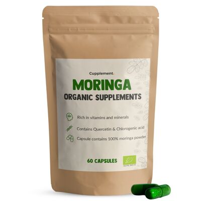 Cupplement - Capsules de Moringa Oleifera 60 pièces - Bio - Sans poudre ni thé de Moringa - Superaliments