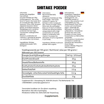 Cupplement Shiitake Powder 60 Gram - Champignon Bio - Supplément 4