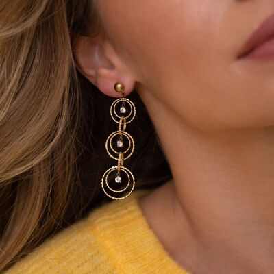 Paola dangling earrings - sets of circles and zirconium oxides