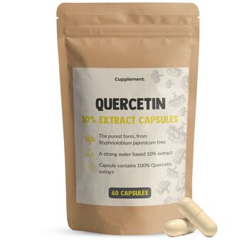 Cupplement - Extrait de Quercétine 60 Capsules - Extrait 10:1 - Quercétine - Quercitine - 250 mg par capsule - Sans poudre ni 500 mg - Sans zinc ni bromélaïne - Superaliment - Supplément 1