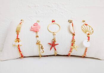 Kit 5 Bracelets BRA-2 Corail, rouge et doré 6