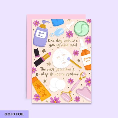Hautpflege-Routine lustige Geburtstagskarte | Selbstfürsorge-Geburtstag