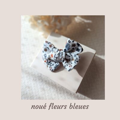 Maxi bow barrette Blue flowers