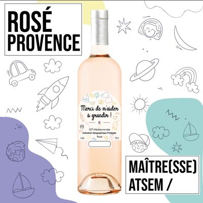 Vin cadeau "Maîtresse et ATSEM"  - IGP Méditérrannée ROSE 75cl