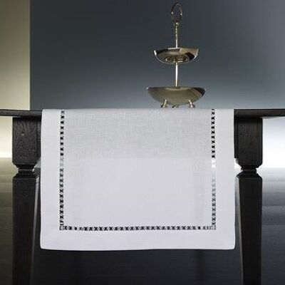 Tablecloth with handcrafted cross hemstitch 100% linen 110x110cm