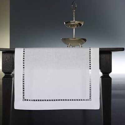 Tischdecke mit handgearbeitetem Kreuzhohlsaum 100% Leinen 110x110cm