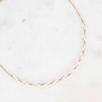 Collier Uma en acier - perles de résine blanche 4