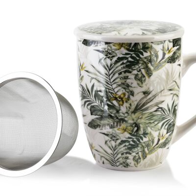 Taza EDDY Jungle con infusor y tapa