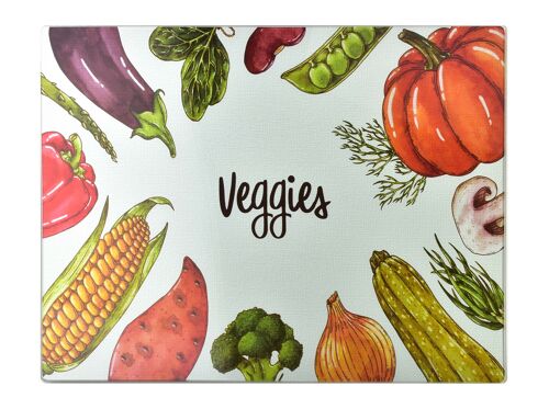 ARIA Cutting board 40x30cm glass veggies