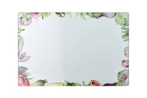 ARIA Cutting board 20x30cm glass, white, vegetables