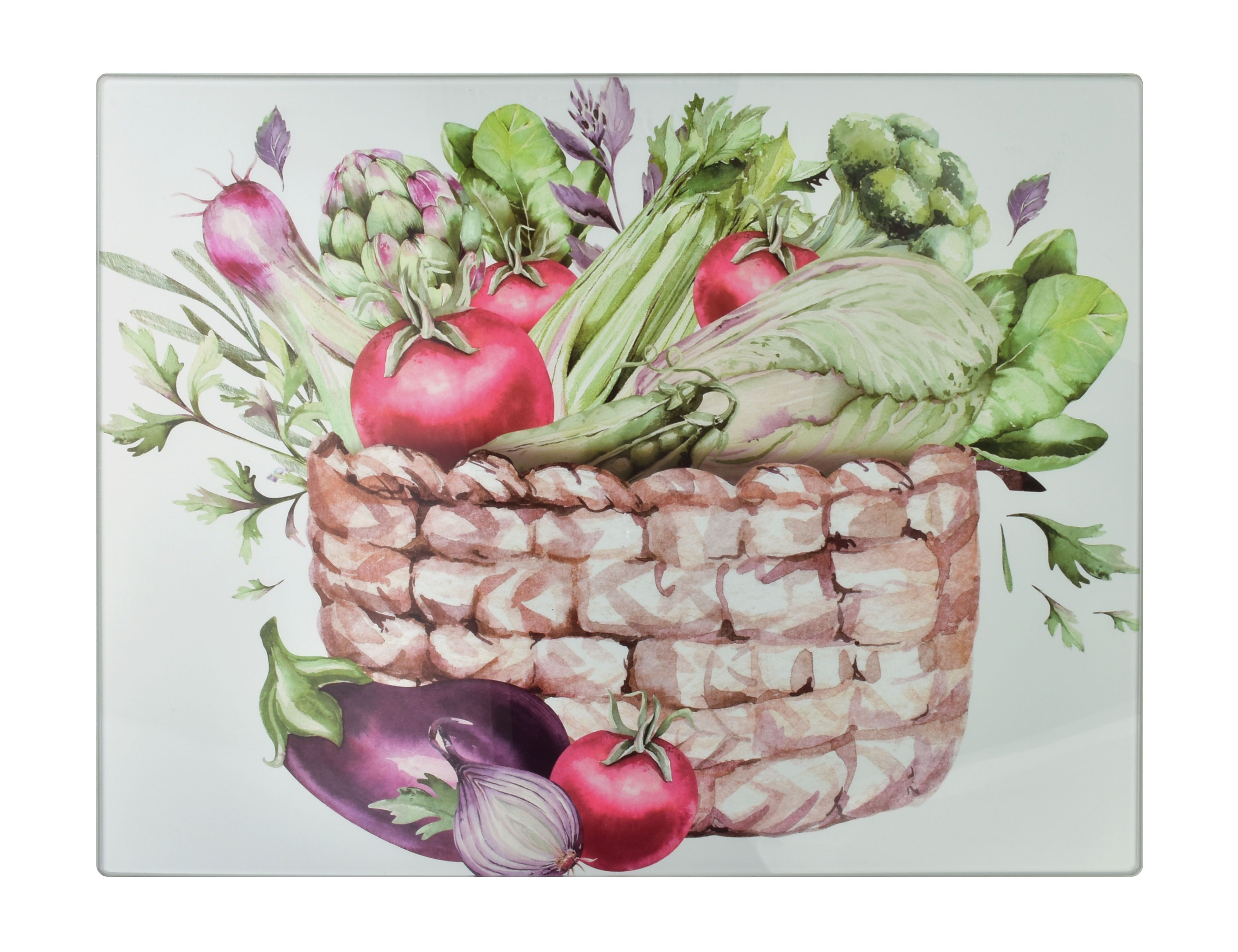 ARIA Tagliere 40x30cm Cestino in vetro con verdure