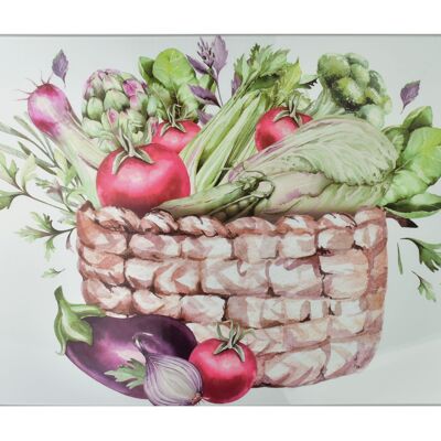 ARIA Cutting board 40x30cm glass basket with vegetables