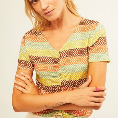 Accordion Rainbow Ruched Top