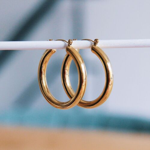 Stainless steel hoop maxi '40mm' – gold