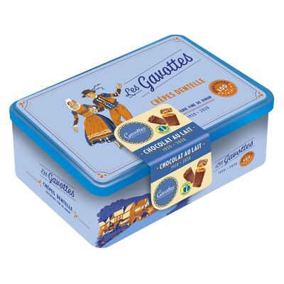 Crêpe de encaje de chocolate con leche - Caja de metal vintage 180 g - Galleta bretona - Gavotas