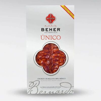 Sliced ​​100% Iberian chorizo ​​Bellota Oro Pata Negra, Beher