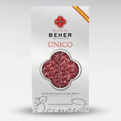 Geschnittene 100 % iberische Bellota Oro salchichón Pata Negra, Beher