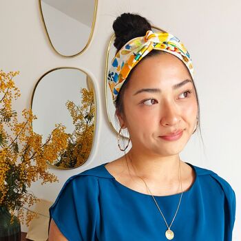 Headband NELLIE/ bandeau polyester à fleurs jaunes et vertes 3