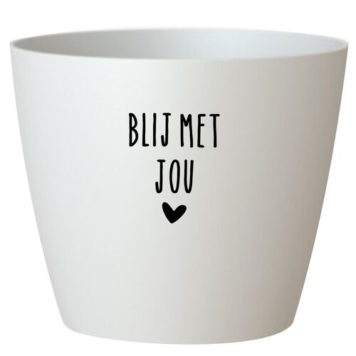 Bloempotje 'Blij met jou' - wit