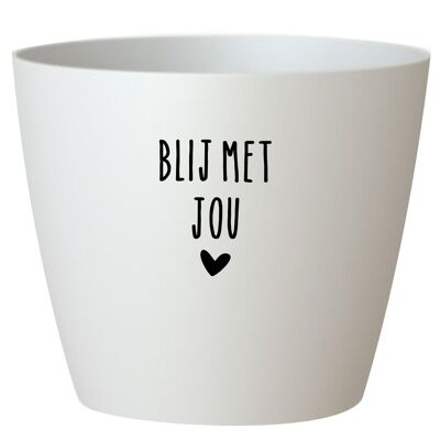 Flowerpot 'Happy with you' - white