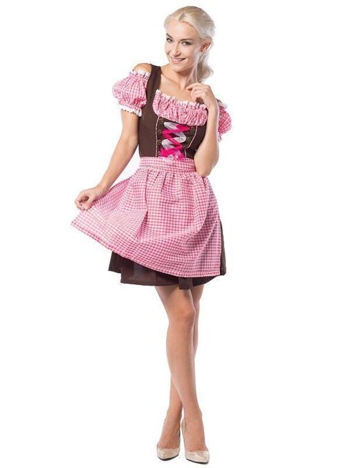 Oktoberfest Dress Anne-Ruth Pink/Brown - XL/42