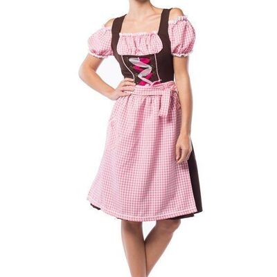 Oktoberfest Dress Anne-Ruth Long Pink/Brown - XL/42