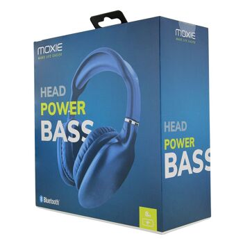 Casque Stéreo Bluetooth 5.3 Bleu premium HEAD POWER BASS 1