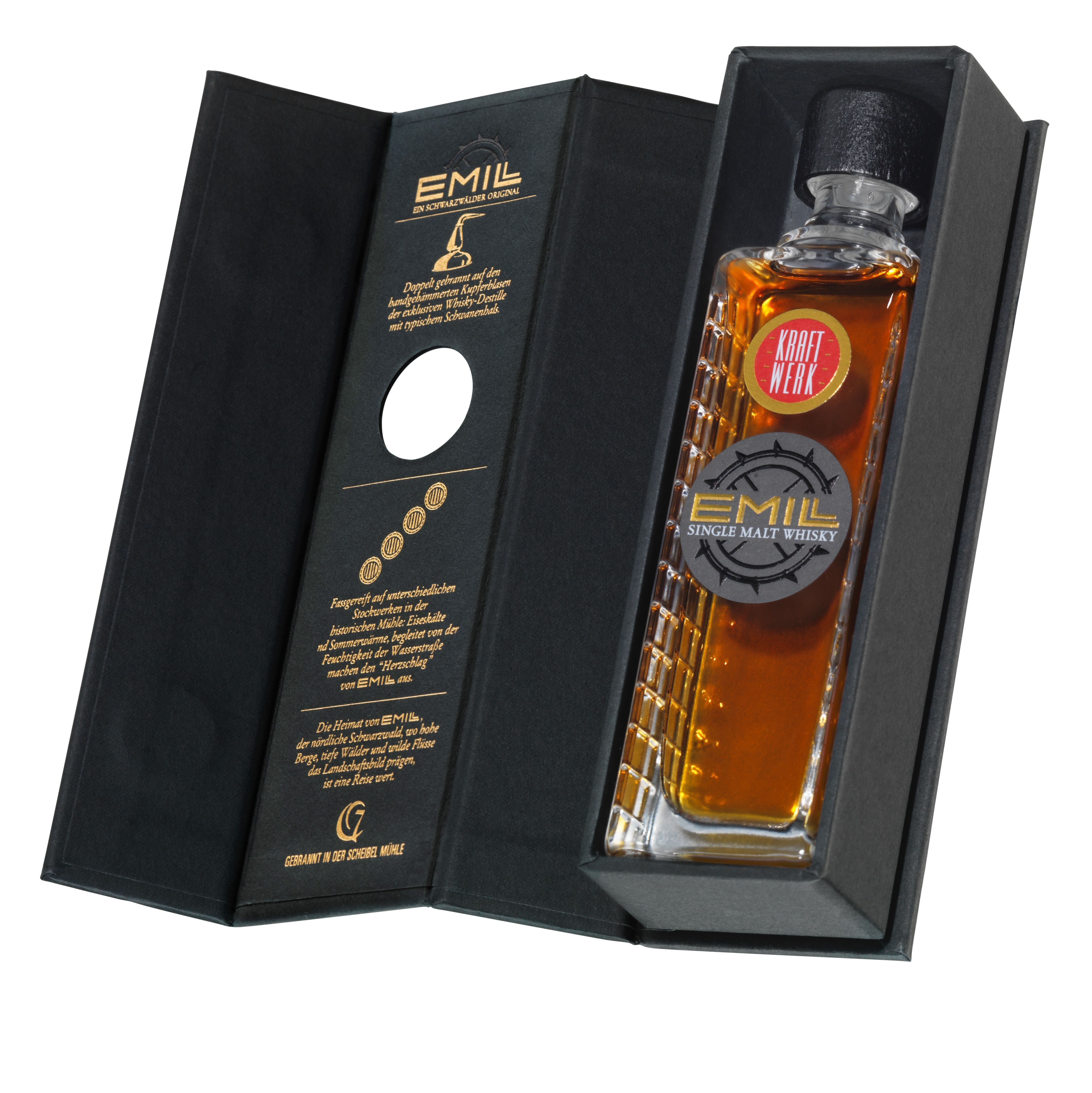 Scheibel EMILL Kraftwerk Single Malt Whisky 58,7%vol.                                        0,05 l incluso Copertina regalo