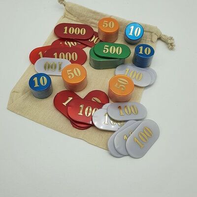 Purse of 90 tokens for card games