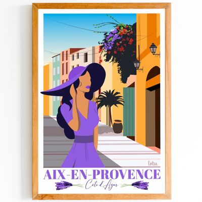 Cartel Aix-en-Provence | Póster minimalista vintage | Cartel de viaje | Cartel de viaje | Decoración de interiores