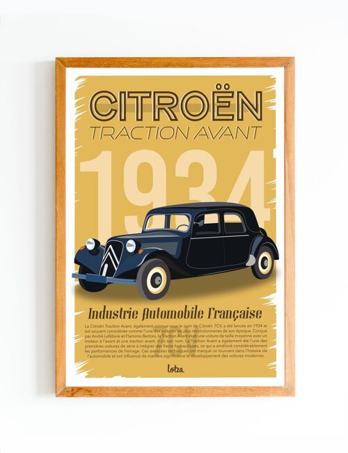 Affiche Citroën Traction Avant | Poster Vintage Minimaliste | Affiche de Voyage | Travel Poster | Déco intérieure