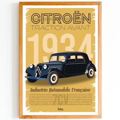 Citroën Traction Avant Poster | Vintage minimalistisches Poster | Reiseposter | Reiseposter | Innenausstattung