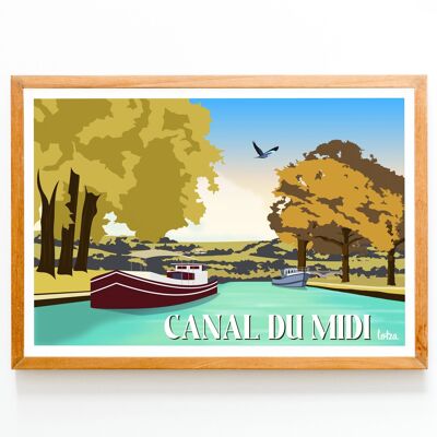 Cartel del Canal del Mediodía | Póster minimalista vintage | Cartel de viaje | Cartel de viaje | Decoración de interiores