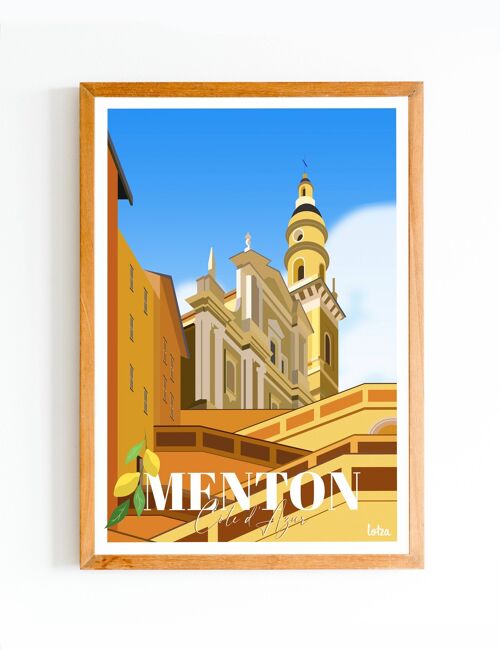 Affiche Menton | Poster Vintage Minimaliste | Affiche de Voyage | Travel Poster | Déco intérieure
