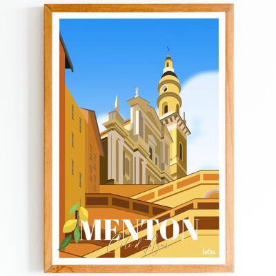 Póster Mentón | Póster minimalista vintage | Cartel de viaje | Cartel de viaje | Decoración de interiores