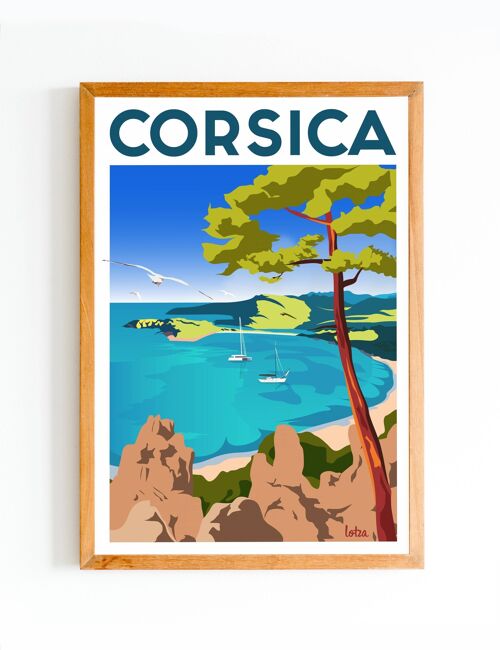 Affiche Corse | Poster Vintage Minimaliste | Affiche de Voyage | Travel Poster | Déco intérieure