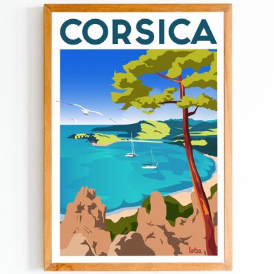 Cartel de Córcega | Póster minimalista vintage | Cartel de viaje | Cartel de viaje | Decoración de interiores