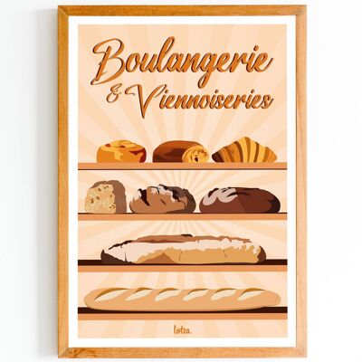 Affiche Boulangerie & Viennoiseries | Poster Vintage Minimaliste | Affiche de Voyage | Travel Poster | Déco intérieure