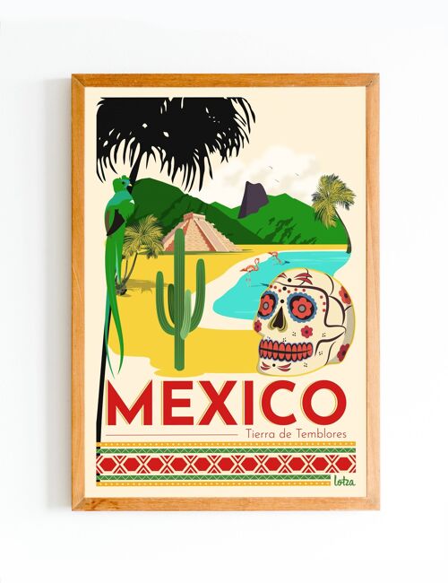 Affiche Mexico | Poster Vintage Minimaliste | Affiche de Voyage | Travel Poster | Déco intérieure