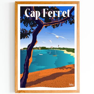 Cap Ferret Poster | Vintage minimalistisches Poster | Reiseposter | Reiseposter | Innenausstattung