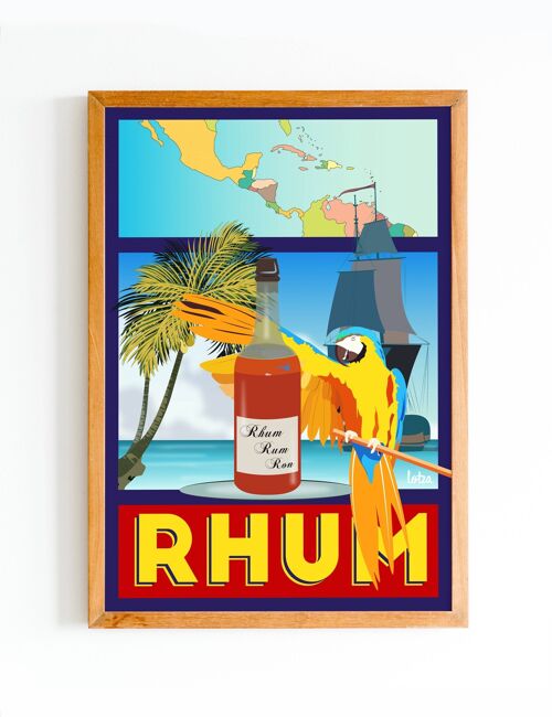 Affiche Rhum | Poster Vintage Minimaliste | Affiche de Voyage | Travel Poster | Déco intérieure