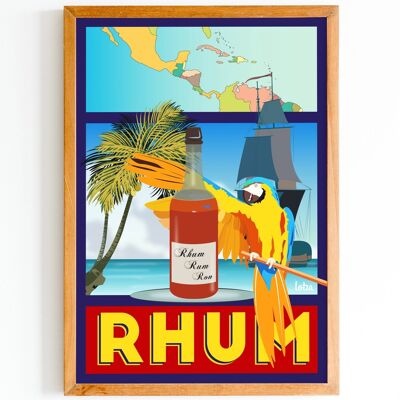 Rum-Poster | Vintage minimalistisches Poster | Reiseposter | Reiseposter | Innenausstattung