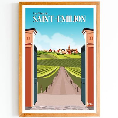 Saint-Émilion-Plakat | Vintage minimalistisches Poster | Reiseposter | Reiseposter | Innenausstattung