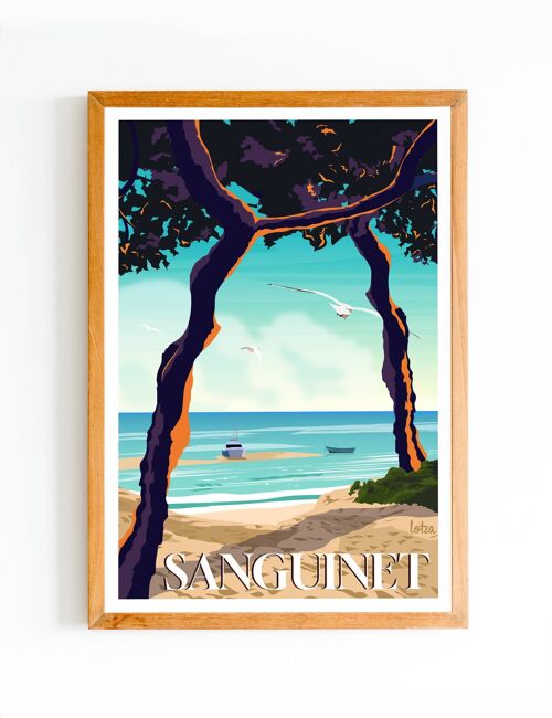 Affiche Sanguinet | Poster Vintage Minimaliste | Affiche de Voyage | Travel Poster | Déco intérieure