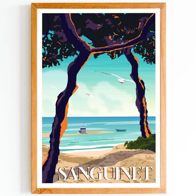 Poster Sanguinet | Poster minimalista vintage | Poster di viaggio | Poster di viaggio | Decorazione d'interni