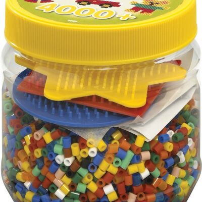 JBM - Jar of 4000 Hama Beads and 3 Plates