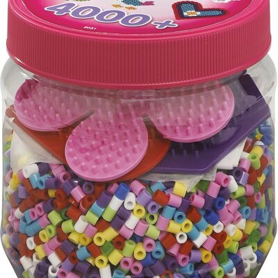 JBM - Vaso rosa 4000 perline Hama e 3 piatti