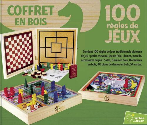 JEUJURA - Coffret Bois 100 Jeux