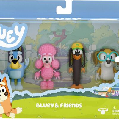 MOOSE TOYS - Pack 4 Figuras Los Amigos de Bluey