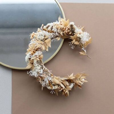Headband dried flowers apricot